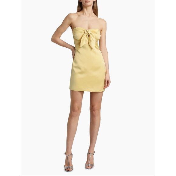 Ramy Brook Orion Satin Bodice Strapless Minidress in Butter US 2 $495